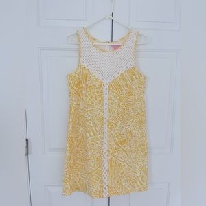 Lilly Pulitzer Macfarlane Yellow Sun Lace Detail Shift Sleeveless Dress